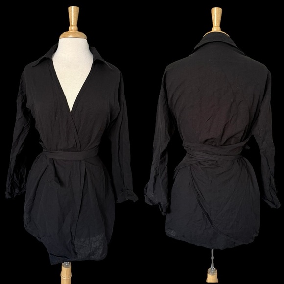 Pretty Lavish Black Cotton Linen Blend Mini Blazer Dress Sz 6 Editorial Capsule - Picture 4 of 8